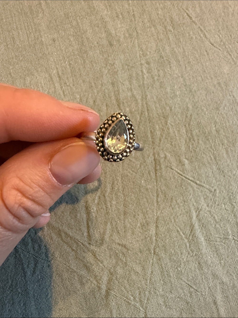 Sterling Silver Teardrop Very Light Blue Crystal Ring - Women Jewelry